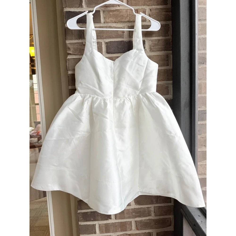 Lulus Impressed White Taffeta Bustier Basque Waist Mini Dress Womens L White